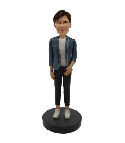 Grey Jacket Boy Bobblehead