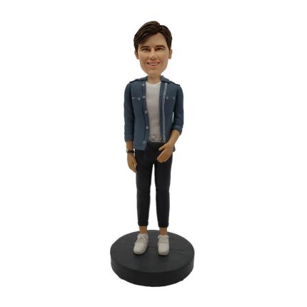Grey Jacket Boy Bobblehead