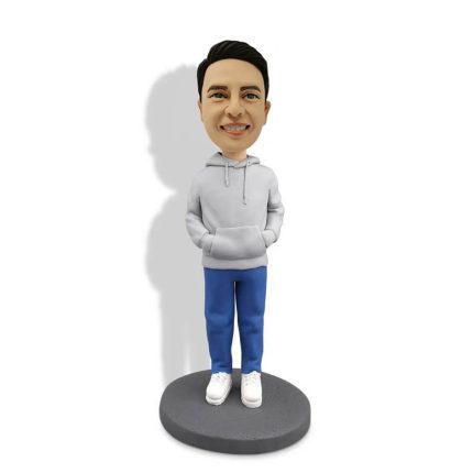 Grey Hoodie Boy Bobblehead