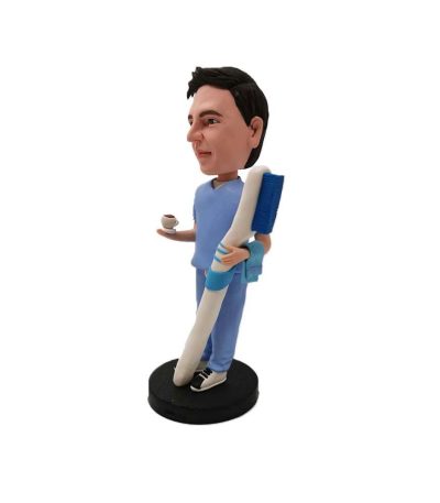 Blue Uniform Male Dentist Personalized Bobblehead