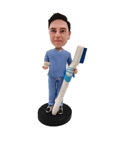 Male Dentist with Toothbrush Custom Bobblehead