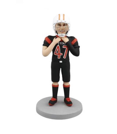 Football Player with Helmet Bobblehead