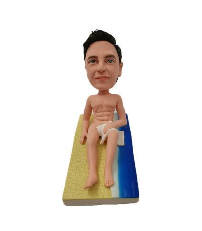 Man Lying Down on the Beach Custom Bobblehead