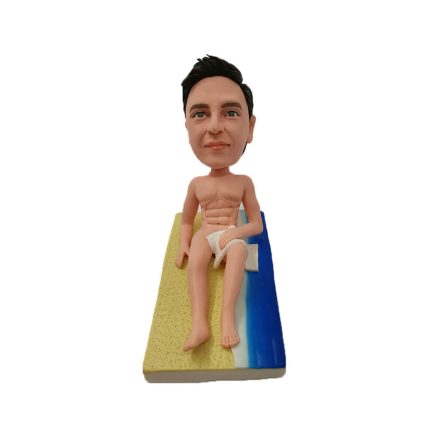 Man Lying Down on the Beach Custom Bobblehead