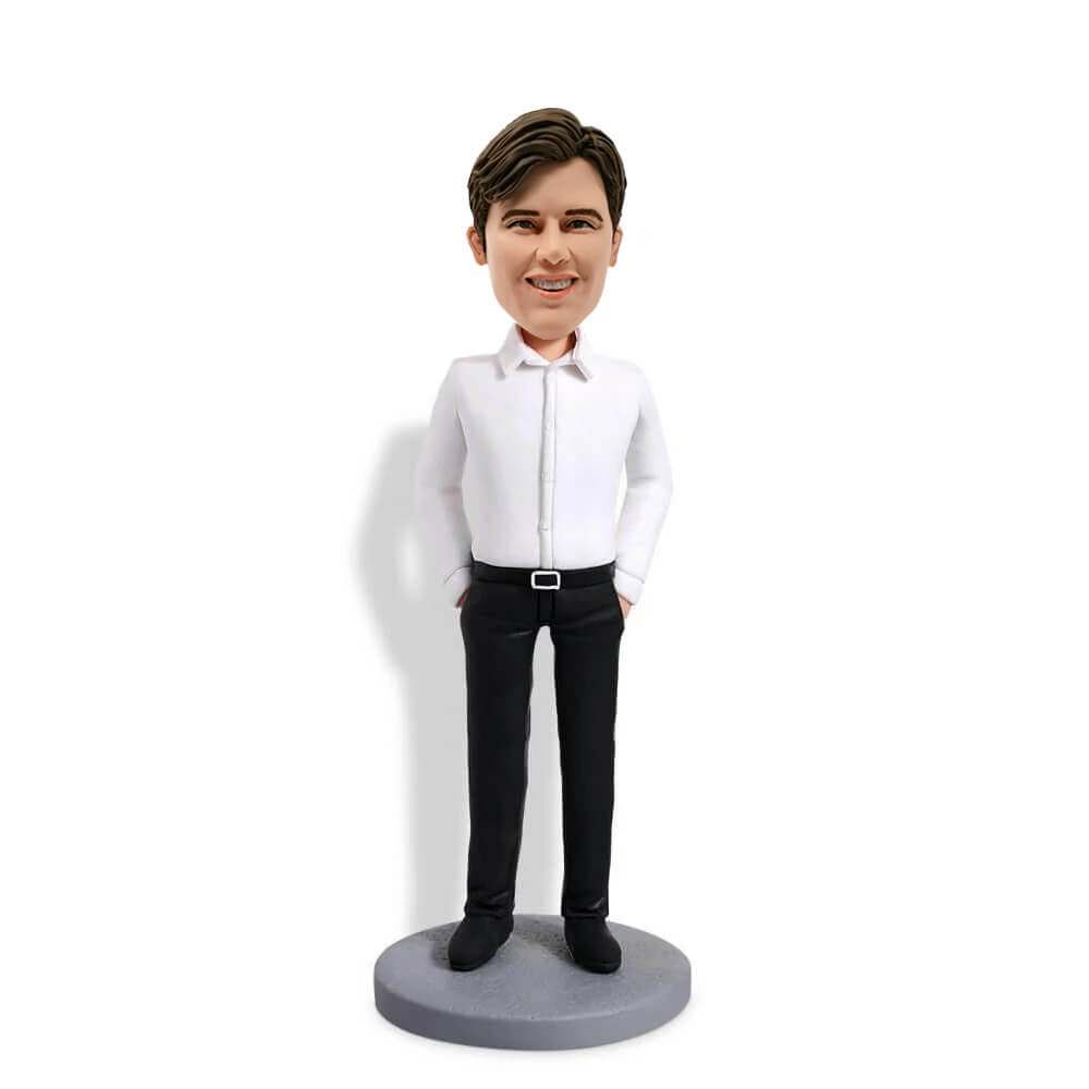 White Shirt Man Custom Bobblehead White Shirt Man Custom Bobblehead