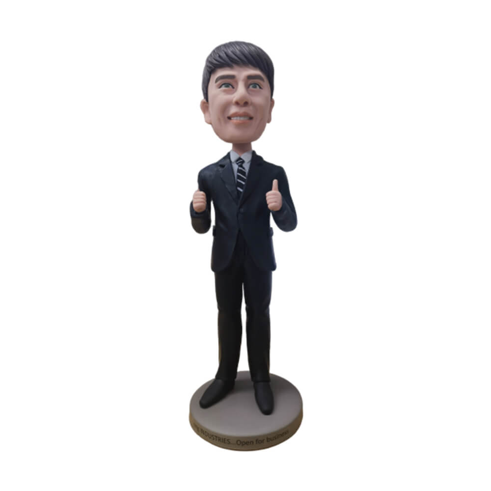 Black Suit Thumbs Up Man Personazlied Bobblehead