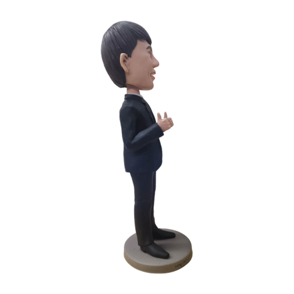 Black Suit Thumbs Up Man Customized Bobblehead