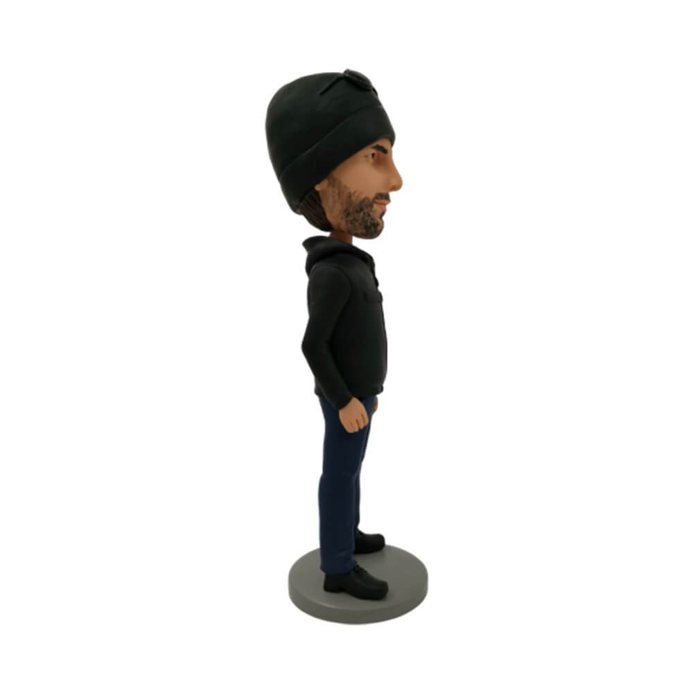 The Coolest Black Hat Man Personalized Bobblehead
