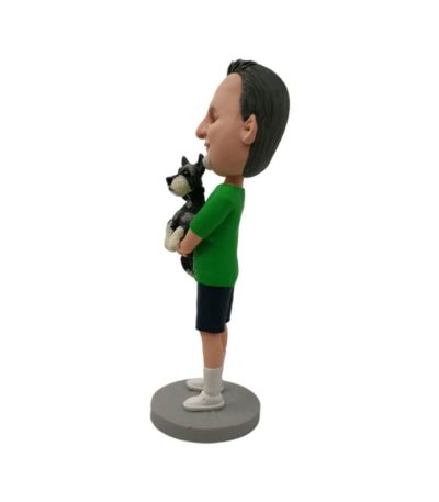 Man Hugging His Puppy Customized Bobblehead