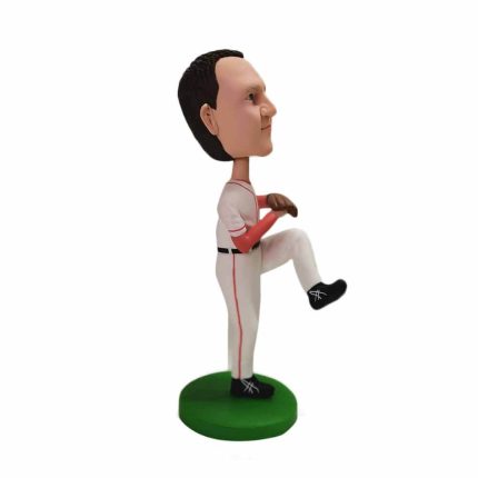 White Unifirm Baseball Pitcher Customized Bobblehead