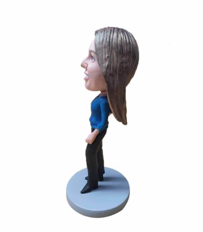 Blue Shirt Lady Bobble head