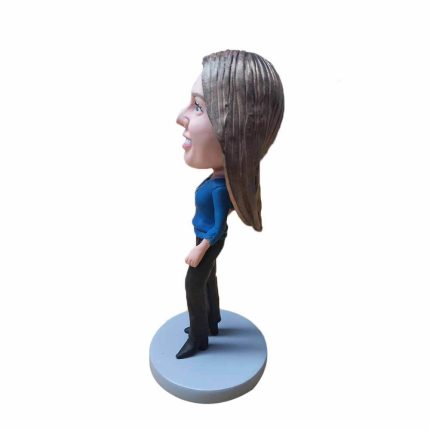Blue Shirt Lady Bobble head