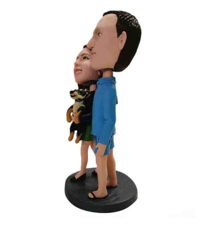 Couple With Pet Dog Custom Bobblehead