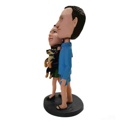 Couple With Pet Dog Custom Bobblehead