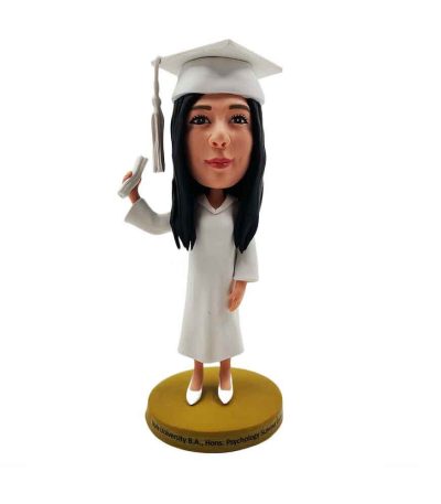 White Suit High Heel Graduation Custom Bobblehead