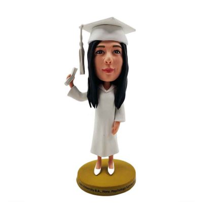 White Suit High Heel Graduation Custom Bobblehead
