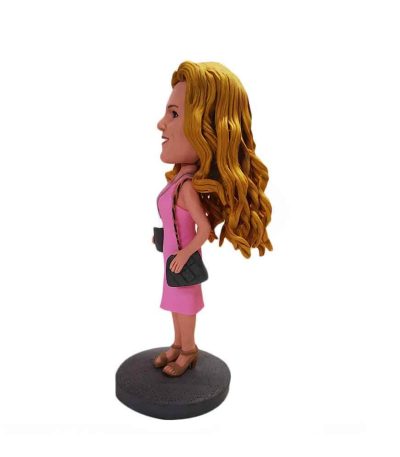 Gorgeous Lady In Pink Dress Custom Bobbleheads