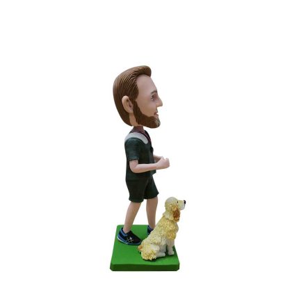 Running man with a pet dog custom bobblehead