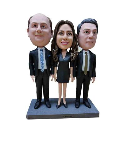 Two Gentlemen with a Lady in Business Attire Triple Bobblehead