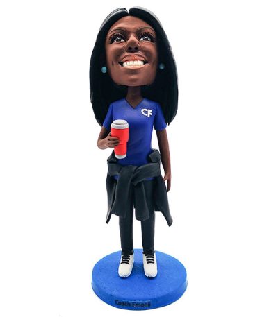 Happy African American Sports Lady Customized Bobblehead