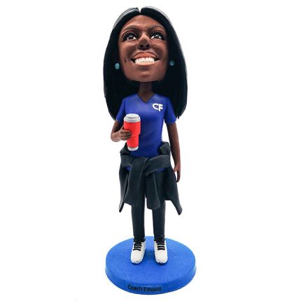 Happy African American Sports Lady Customized Bobblehead