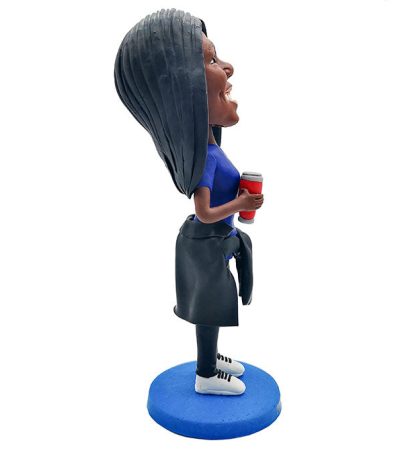 Happy African American Sports Lady Customized Bobblehead