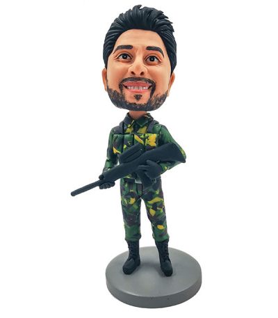 Soldier In Camouflage Uniform Customized Bobblehead