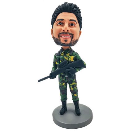 Soldier In Camouflage Uniform Customized Bobblehead