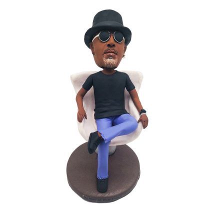 Sleek Outfit Cool Guy On Sofa Personalized Bobblehead