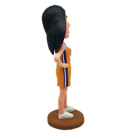 Customized Female Basketball Player Bobblehead with Yellow Jersey