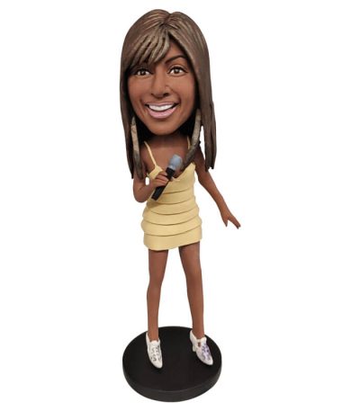 Female Singer Singing With Mic In Hand Bobblehead Look Like You