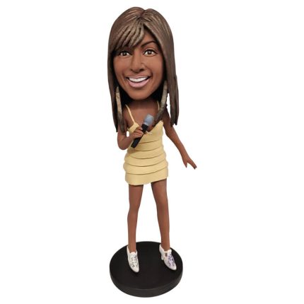 Female Singer Singing With Mic In Hand Bobblehead Look Like You
