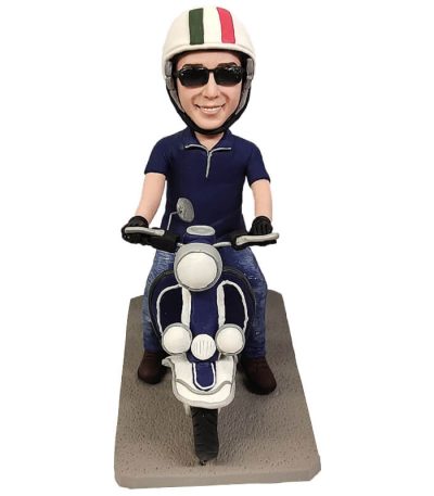 Personalized Cool Guy Bobblehead Riding Bike And Wearing Safety Helmet