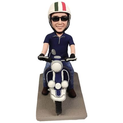 Personalized Cool Guy Bobblehead Riding Bike And Wearing Safety Helmet