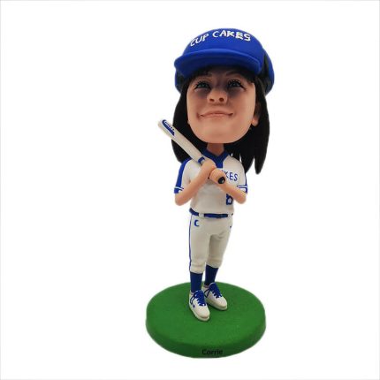 Chic Little Girl Baseball Player Personalized Bobblehead