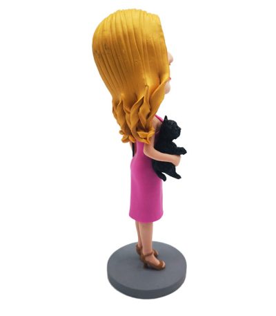 Fashionable Lady with a Pet Cat Personalized Bobblehead