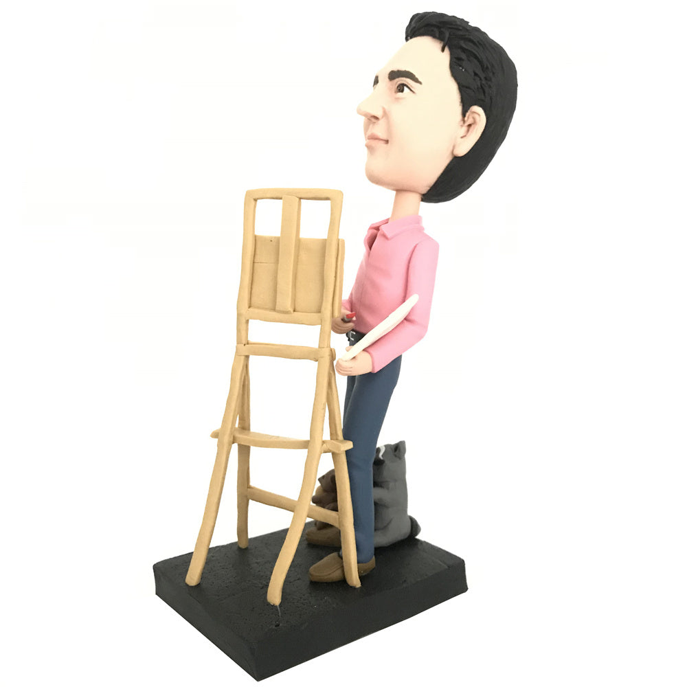 Custom Pink Shirt Painter Bobblehead Custom Pink Shirt Painter Bobblehead