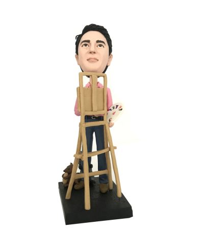 Custom Pink Shirt Painter Bobblehead