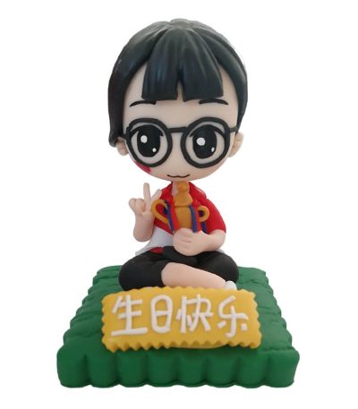 Happy Birthday Cartoon Boy Bobblehead with Glasses