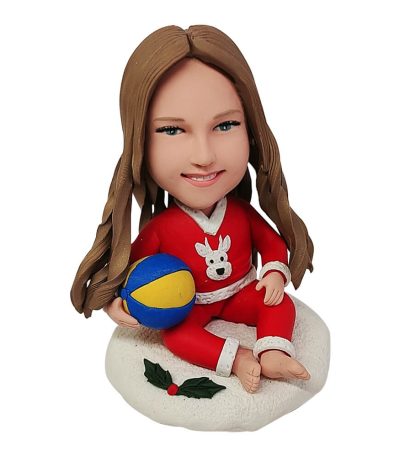 Little Girl in Christmas Clothes Custom Bobbleheads