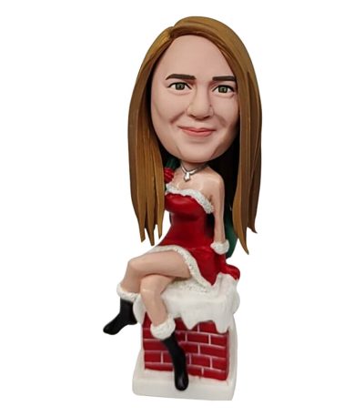 Sexy Woman in Christmas Dress Custom Bobblehead