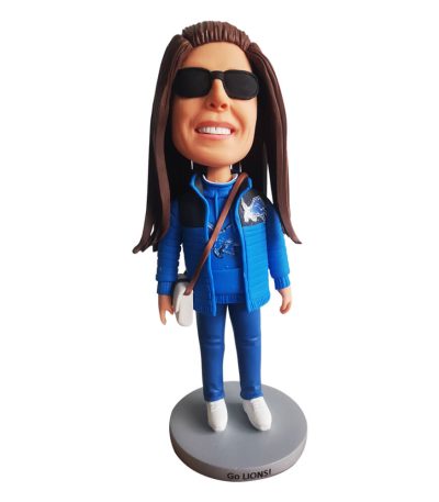 Cool Woman in Blue Custom Bobbleheads