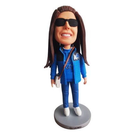 Cool Woman in Blue Custom Bobbleheads