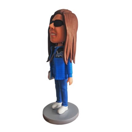 Cool Woman in Blue Custom Bobbleheads