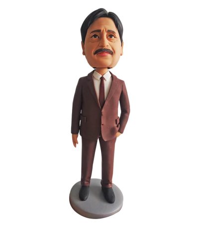 Man In Brown Suit Personalized Bobblehead for Boss