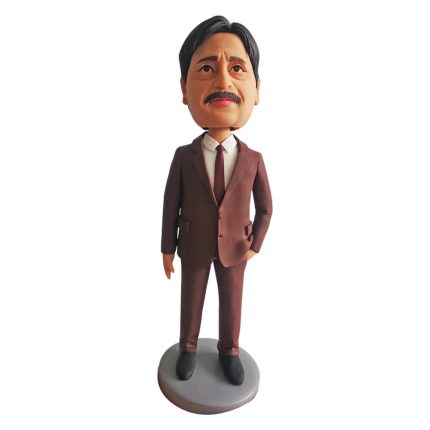 Man In Brown Suit Personalized Bobblehead for Boss