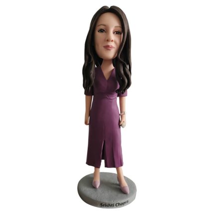 Custom Beautiful Woman in Purple Dress Bobbleheads
