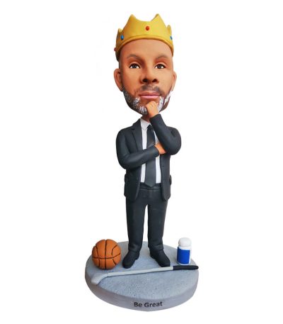 Custom Thinking Man Wearing a Crown Bobblehead