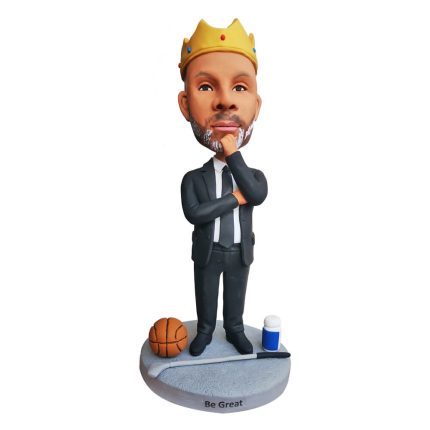 Custom Thinking Man Wearing a Crown Bobblehead