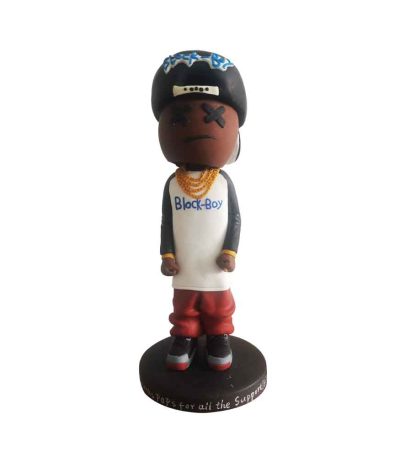 Black Hip Hop Musician with a Golden Cuban Chain Cartoon Customized Bobblehead